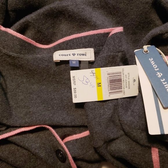 NWT Court & Rowe wool blend button up gray cardigan sz medium - Picture 4 of 4